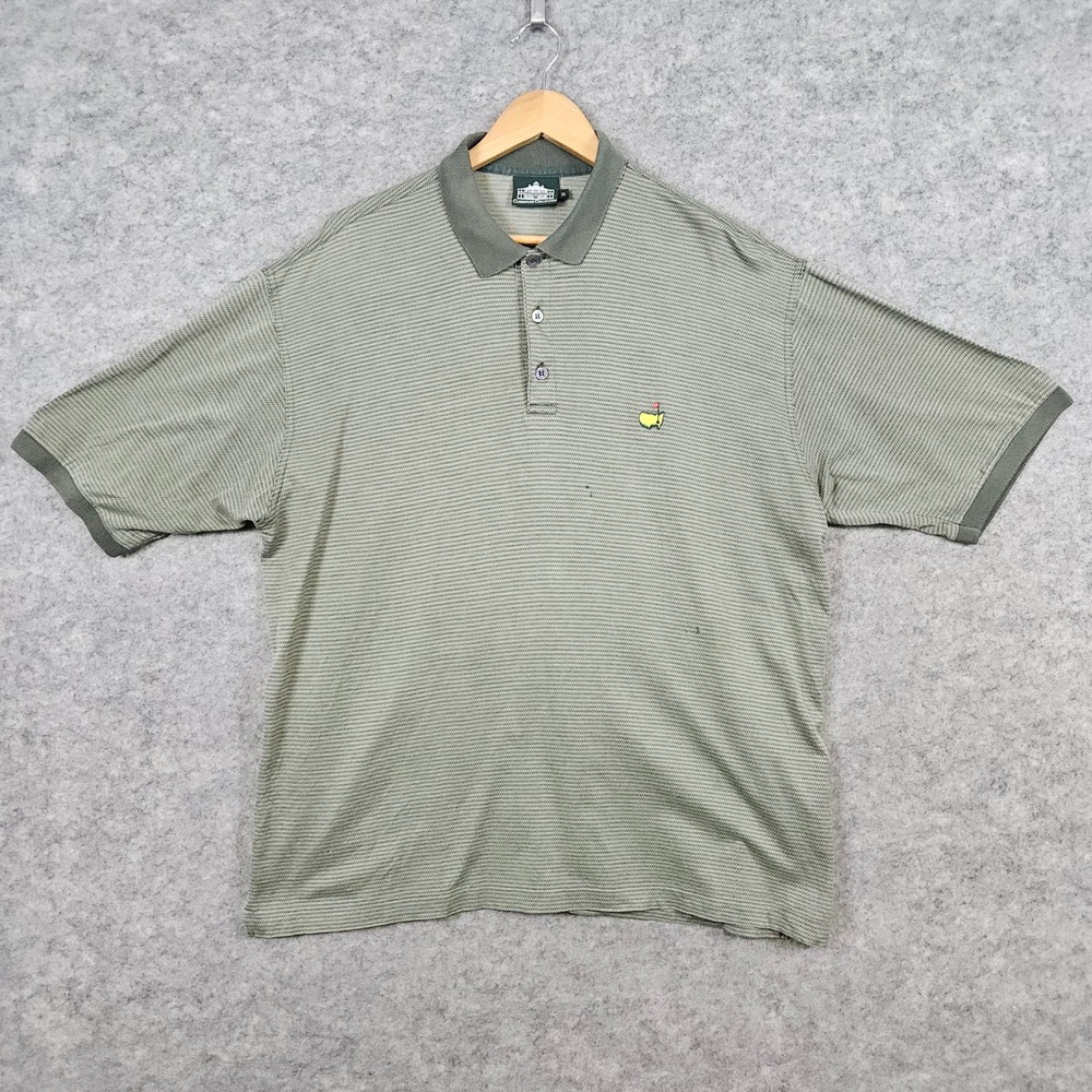 Clubhouse Collection Men's Green Masters‎ Logo Size XL Polo 100% Cotton FLAWS